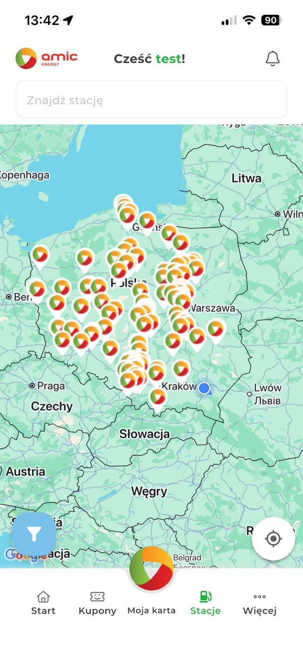 Mapa stacji AMIC w Polsce
