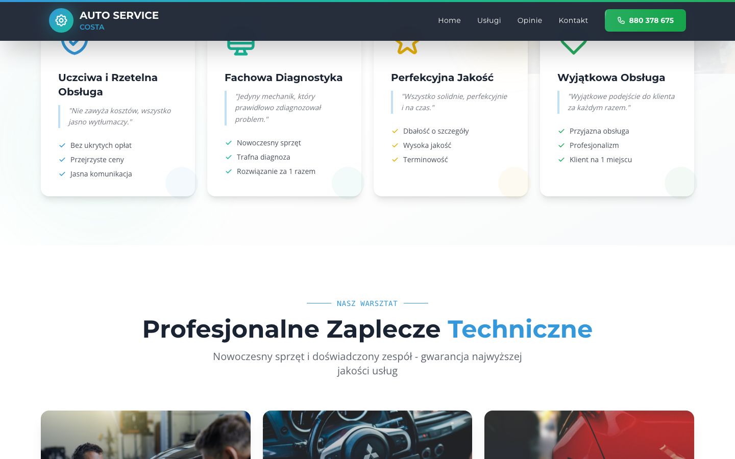 Sekcja Dlaczego klienci wybierają Costa