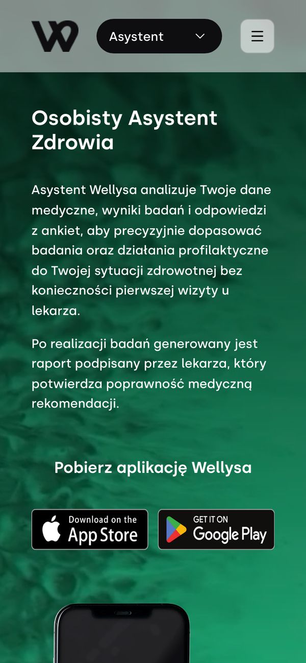 Wellysa na ekranie telefonu
