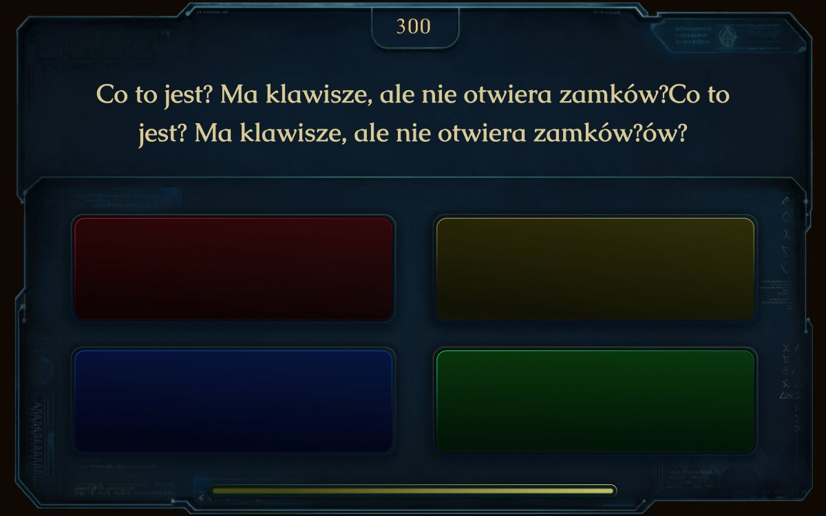 Pytanie quizowe z czterema kolorowymi odpowiedziami